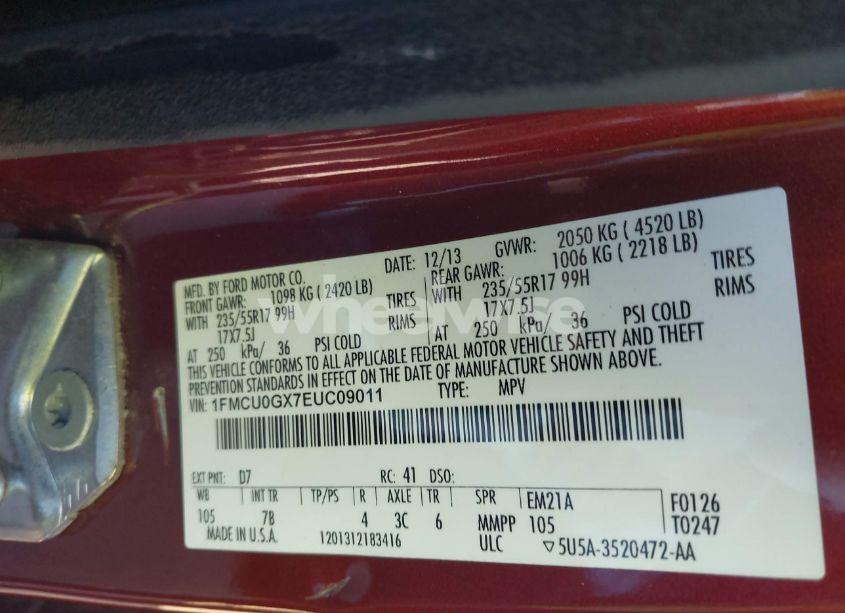 Photo 9 of 2014 Ford Escape SE (VIN 1FMCU0GX7EUC09011)