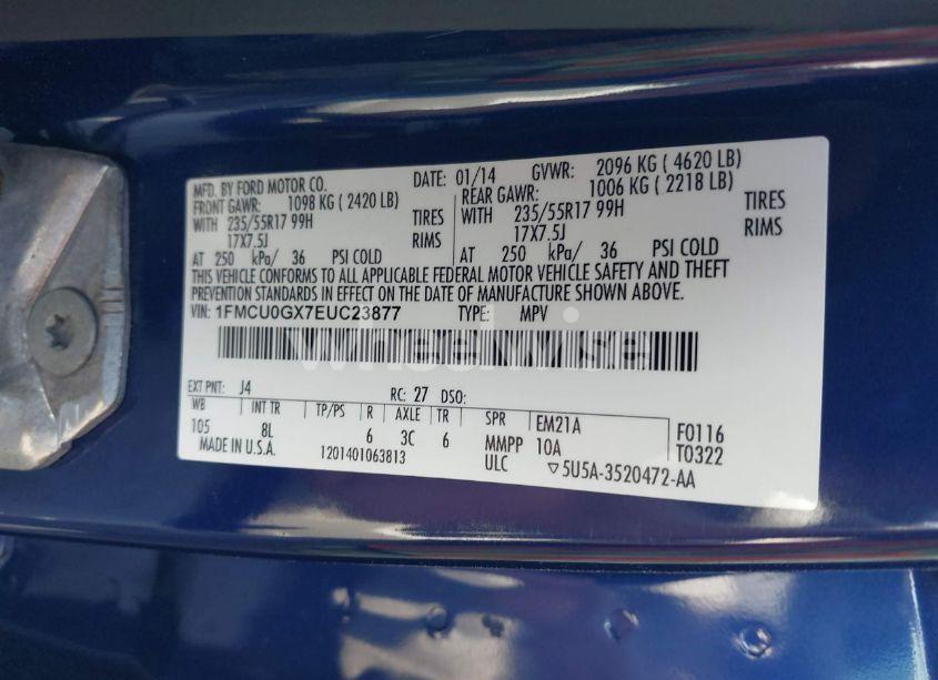 Photo 9 of 2014 Ford Escape SE (VIN 1FMCU0GX7EUC23877)