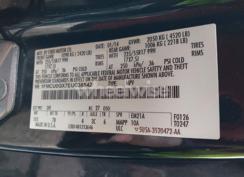 Photo 9 of 2014 Ford Escape SE (VIN 1FMCU0GX7EUC38542)