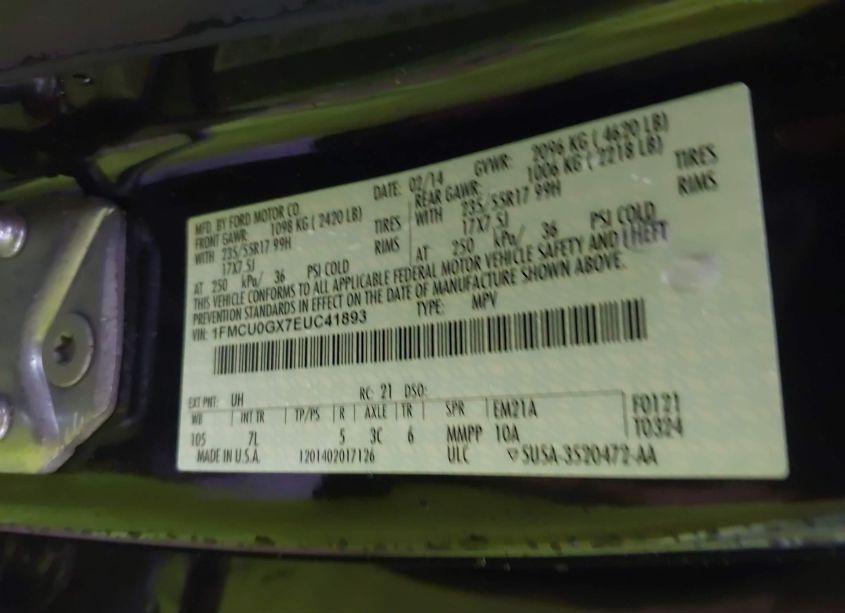 Photo 9 of 2014 Ford Escape SE (VIN 1FMCU0GX7EUC41893)