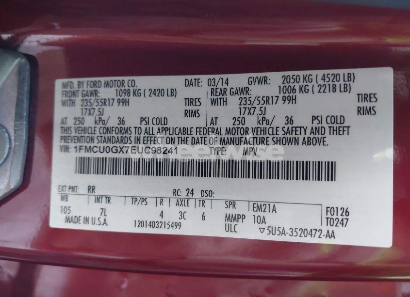 Photo 9 of 2014 Ford Escape SE (VIN 1FMCU0GX7EUC98241)