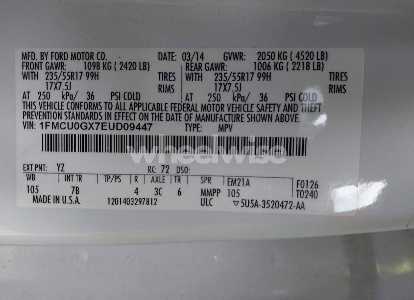 Photo 9 of 2014 Ford Escape SE (VIN 1FMCU0GX7EUD09447)