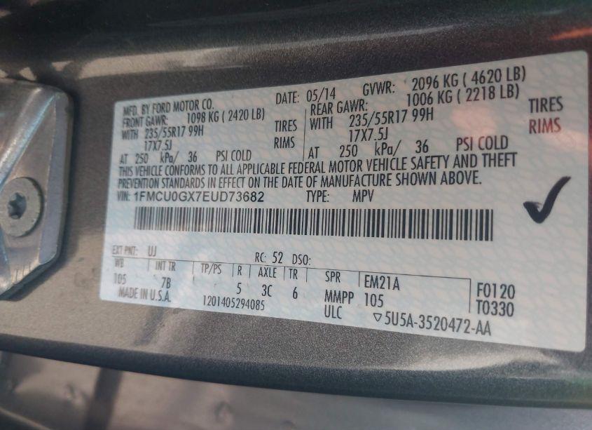 Photo 9 of 2014 Ford Escape SE (VIN 1FMCU0GX7EUD73682)