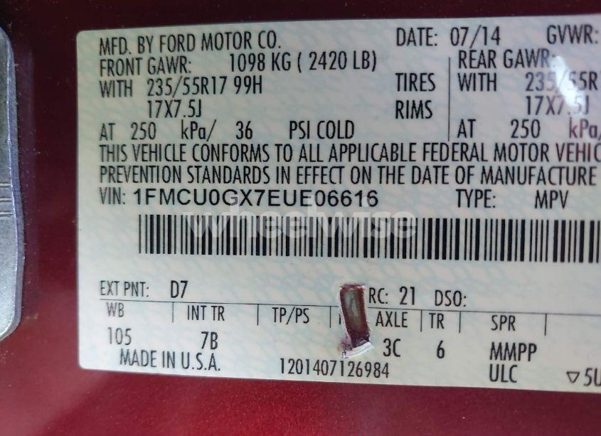 Photo 9 of 2014 Ford Escape SE (VIN 1FMCU0GX7EUE06616)