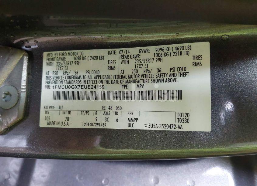 Photo 9 of 2014 Ford Escape SE (VIN 1FMCU0GX7EUE24159)