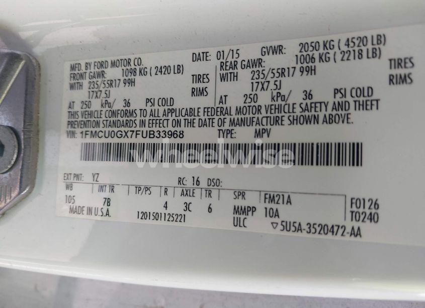 Photo 9 of 2015 Ford Escape SE (VIN 1FMCU0GX7FUB33968)