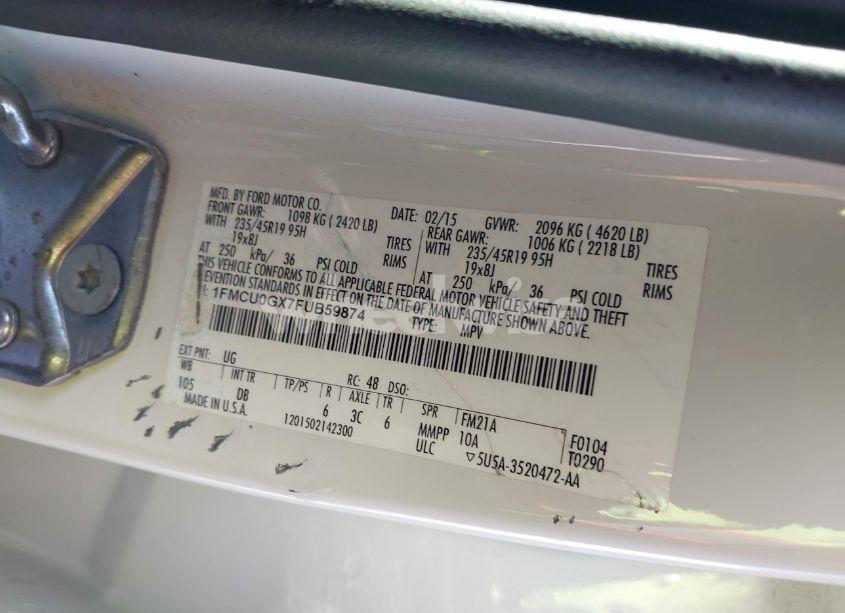 Photo 9 of 2015 Ford Escape SE (VIN 1FMCU0GX7FUB59874)