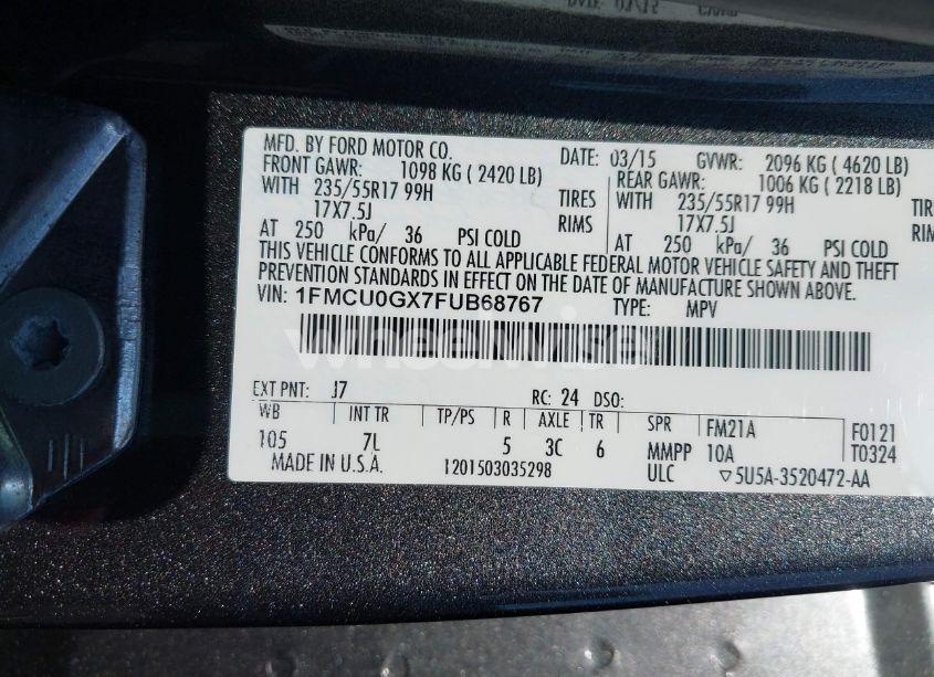 Photo 9 of 2015 Ford Escape SE (VIN 1FMCU0GX7FUB68767)