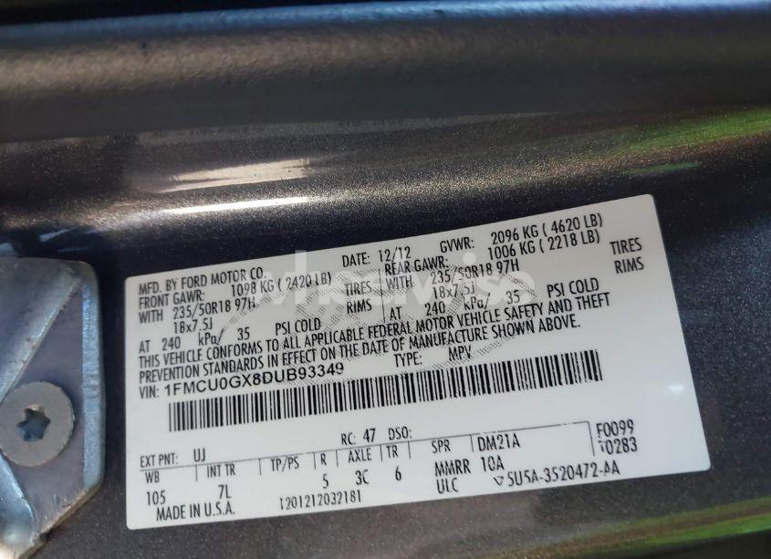 Photo 9 of 2013 Ford Escape SE (VIN 1FMCU0GX8DUB93349)