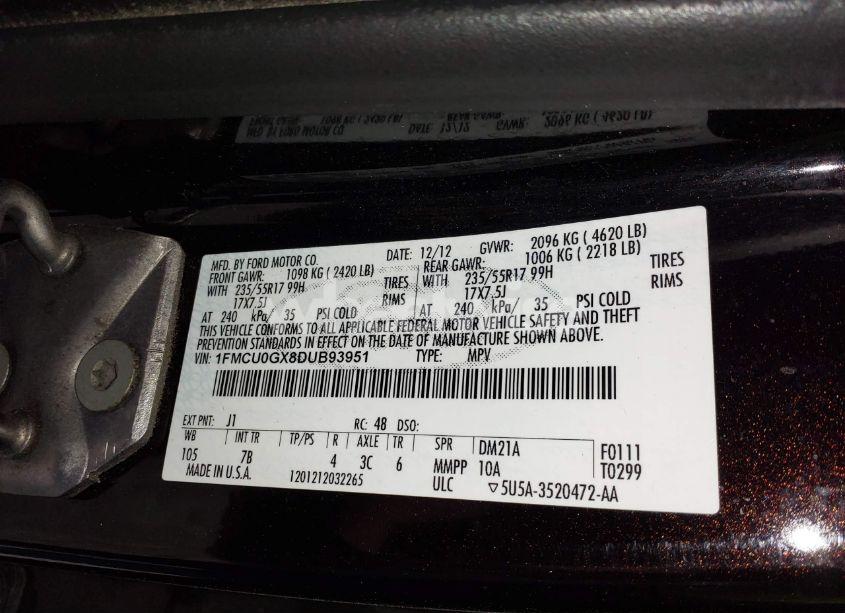 Photo 9 of 2013 Ford Escape SE (VIN 1FMCU0GX8DUB93951)