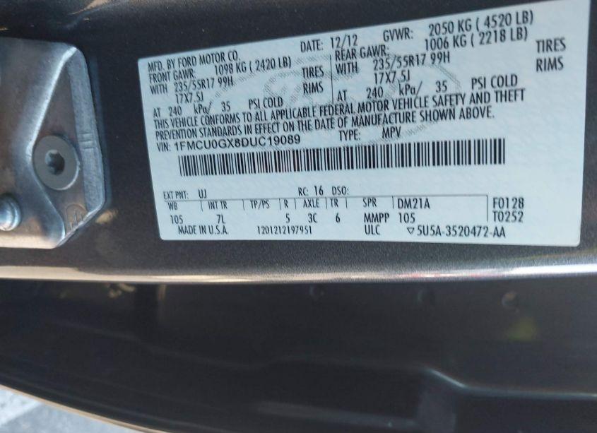 Photo 9 of 2013 Ford Escape SE (VIN 1FMCU0GX8DUC19089)