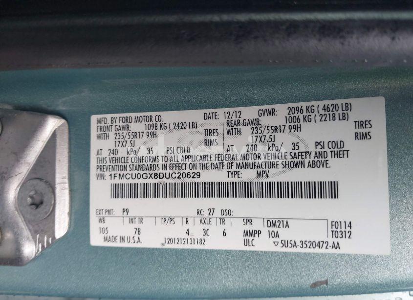 Photo 9 of 2013 Ford Escape SE (VIN 1FMCU0GX8DUC20629)