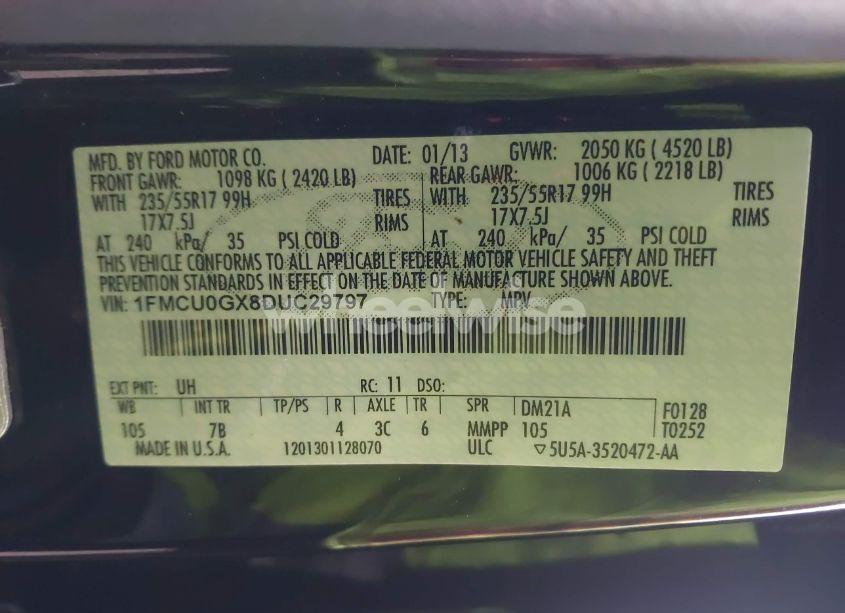 Photo 9 of 2013 Ford Escape SE (VIN 1FMCU0GX8DUC29797)