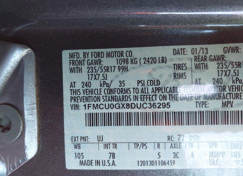 Photo 9 of 2013 Ford Escape SE (VIN 1FMCU0GX8DUC36295)