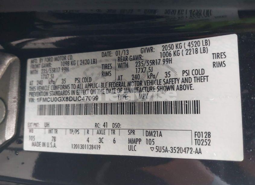 Photo 9 of 2013 Ford Escape SE (VIN 1FMCU0GX8DUC47099)