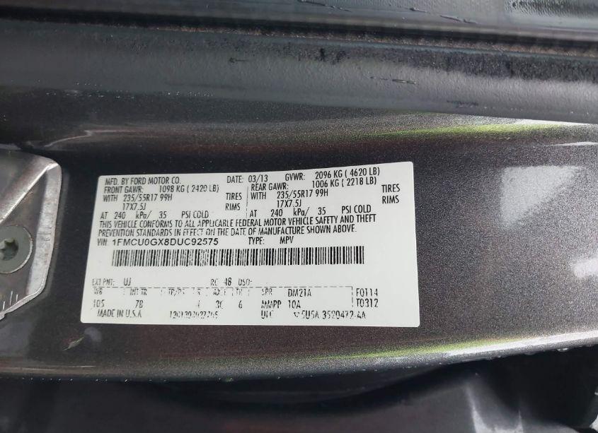 Photo 9 of 2013 Ford Escape SE (VIN 1FMCU0GX8DUC92575)