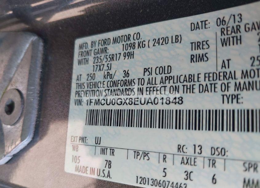 Photo 9 of 2014 Ford Escape SE (VIN 1FMCU0GX8EUA01848)