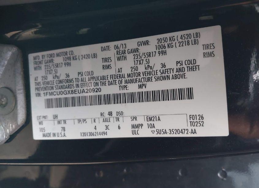 Photo 9 of 2014 Ford Escape SE (VIN 1FMCU0GX8EUA20920)