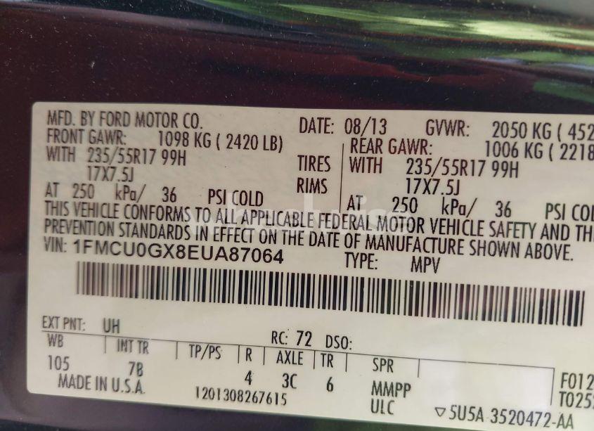 Photo 9 of 2014 Ford Escape SE (VIN 1FMCU0GX8EUA87064)