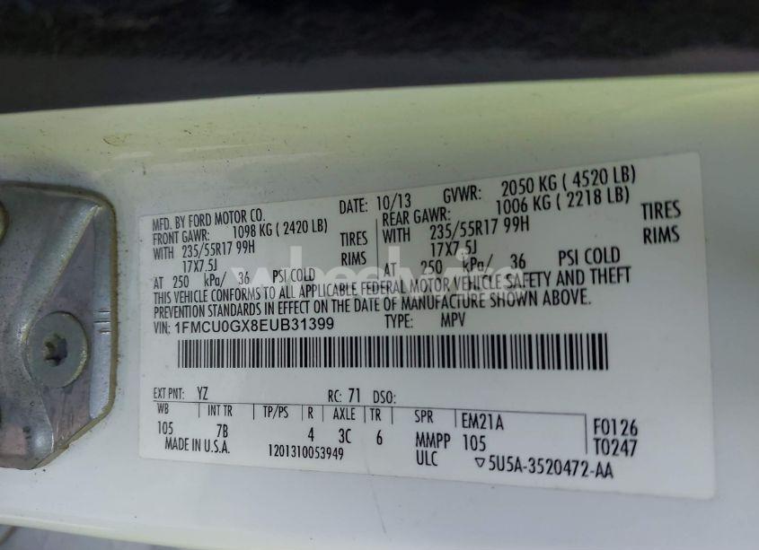 Photo 9 of 2014 Ford Escape SE (VIN 1FMCU0GX8EUB31399)