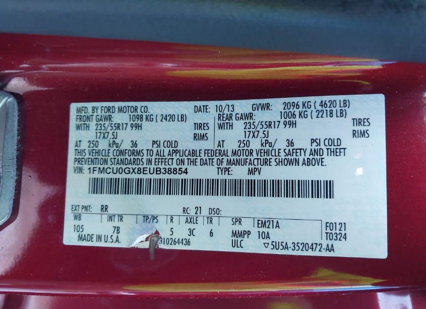 Photo 9 of 2014 Ford Escape SE (VIN 1FMCU0GX8EUB38854)