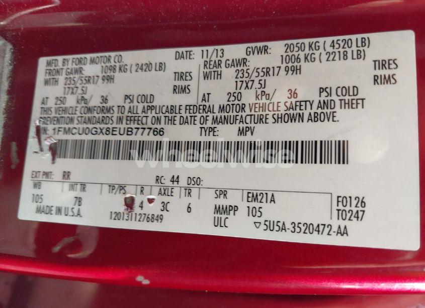 Photo 9 of 2014 Ford Escape SE (VIN 1FMCU0GX8EUB77766)