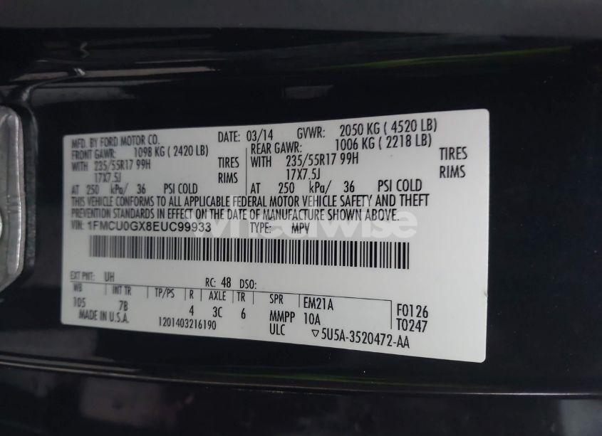 Photo 9 of 2014 Ford Escape SE (VIN 1FMCU0GX8EUC99933)