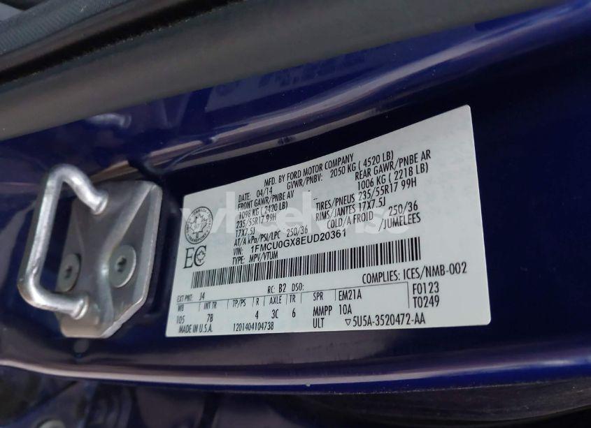 Photo 9 of 2014 Ford Escape SE (VIN 1FMCU0GX8EUD20361)