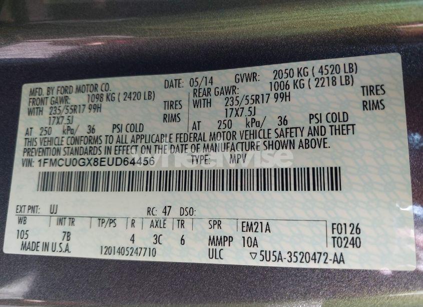 Photo 9 of 2014 Ford Escape SE (VIN 1FMCU0GX8EUD64456)