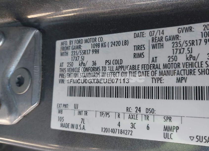 Photo 9 of 2014 Ford Escape SE (VIN 1FMCU0GX8EUE07113)