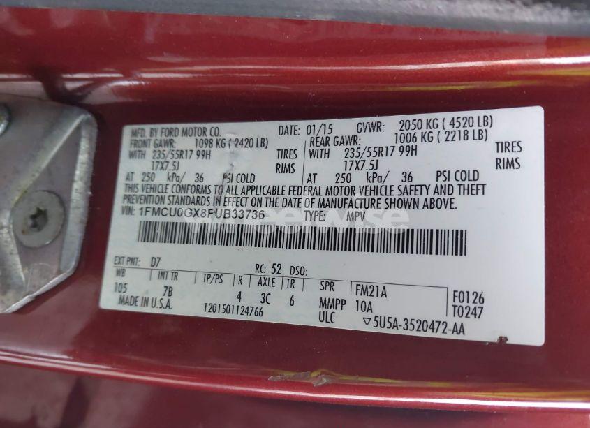 Photo 9 of 2015 Ford Escape SE (VIN 1FMCU0GX8FUB33736)