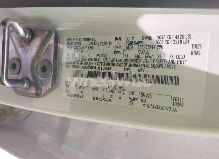 Photo 9 of 2013 Ford Escape SE (VIN 1FMCU0GX9DUA16843)