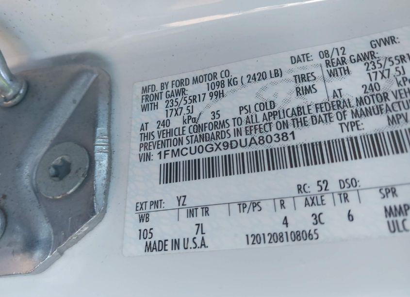 Photo 9 of 2013 Ford Escape SE (VIN 1FMCU0GX9DUA80381)