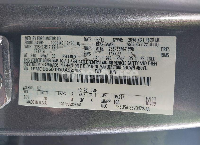 Photo 9 of 2013 Ford Escape SE (VIN 1FMCU0GX9DUA92398)