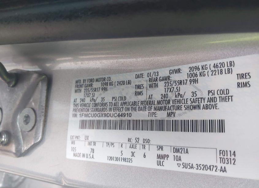 Photo 9 of 2013 Ford Escape SE (VIN 1FMCU0GX9DUC44910)