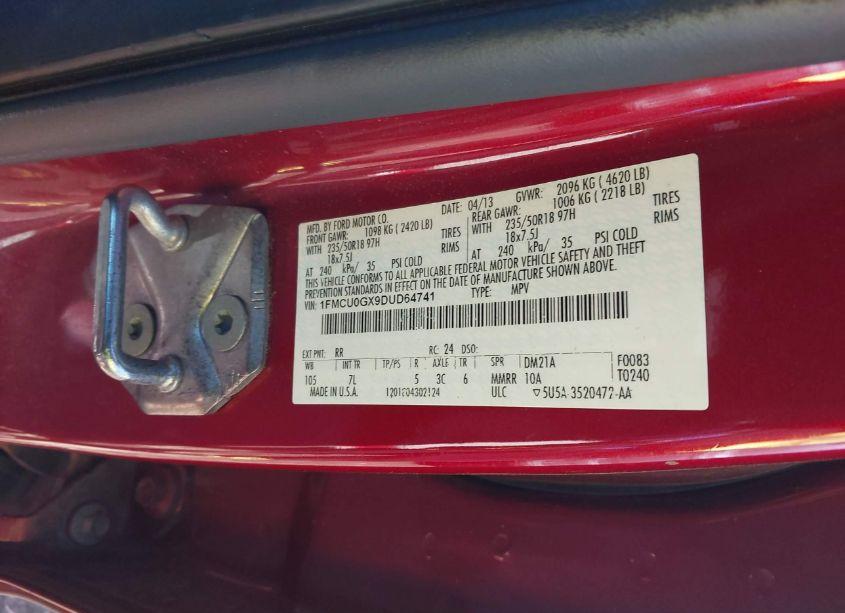 Photo 9 of 2013 Ford Escape SE (VIN 1FMCU0GX9DUD64741)