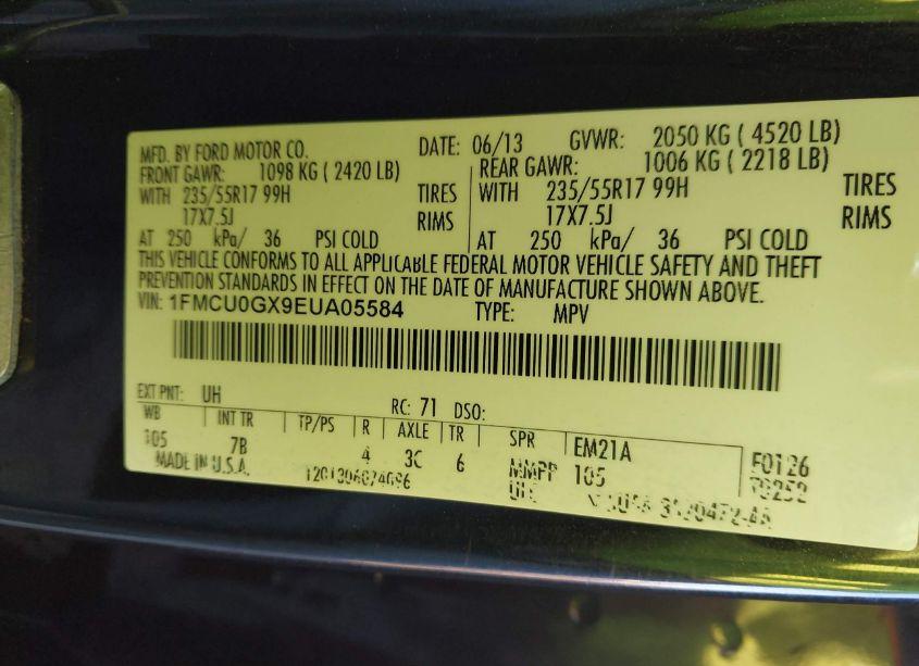 Photo 9 of 2014 Ford Escape SE (VIN 1FMCU0GX9EUA05584)