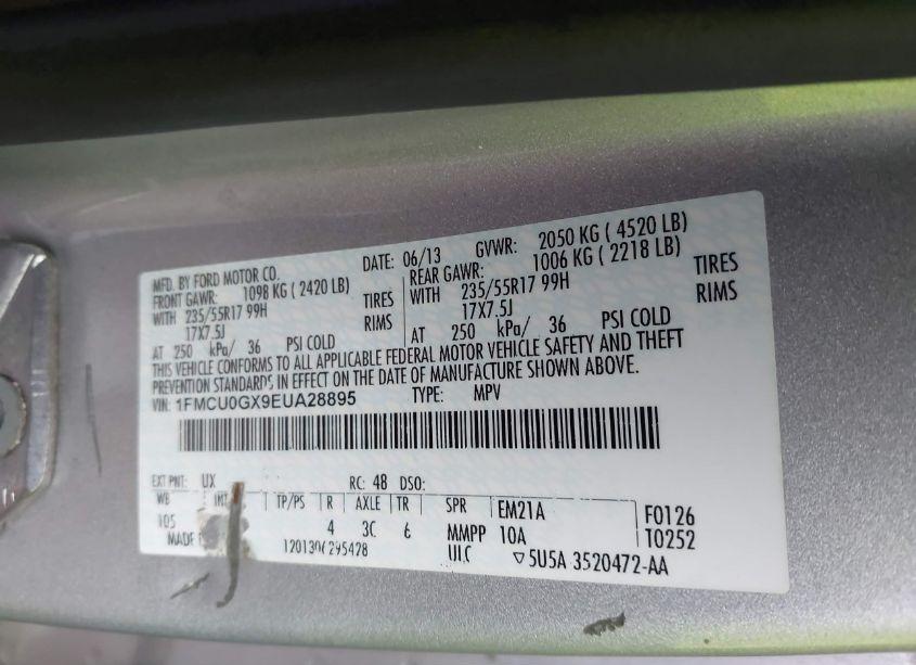 Photo 9 of 2014 Ford Escape SE (VIN 1FMCU0GX9EUA28895)