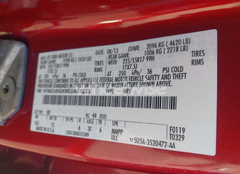 Photo 9 of 2014 Ford Escape SE (VIN 1FMCU0GX9EUA51223)