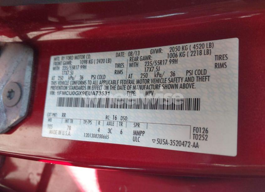 Photo 9 of 2014 Ford Escape SE (VIN 1FMCU0GX9EUA73531)