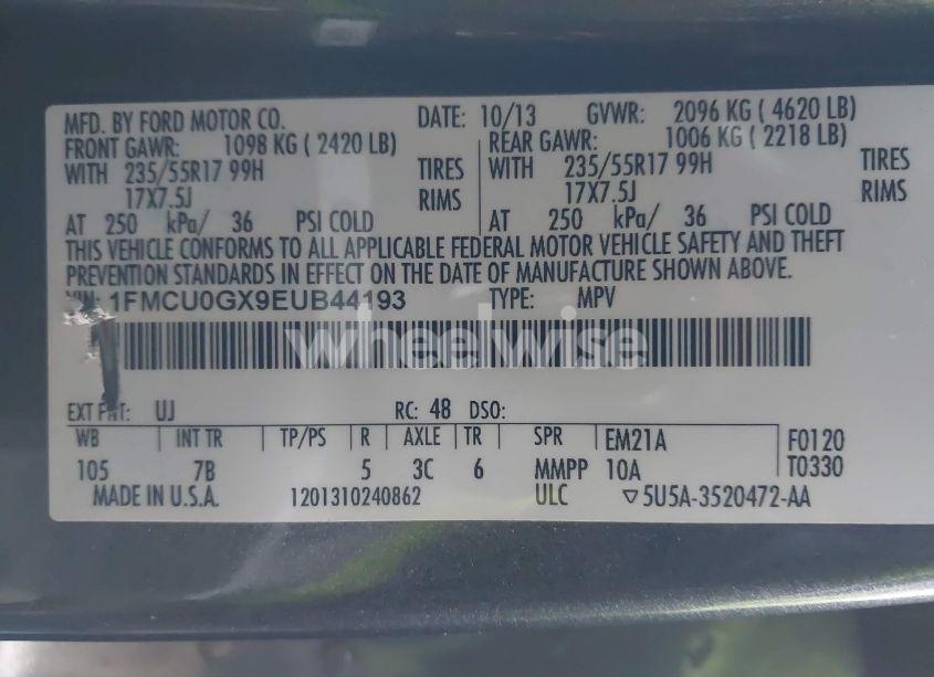 Photo 9 of 2014 Ford Escape SE (VIN 1FMCU0GX9EUB44193)