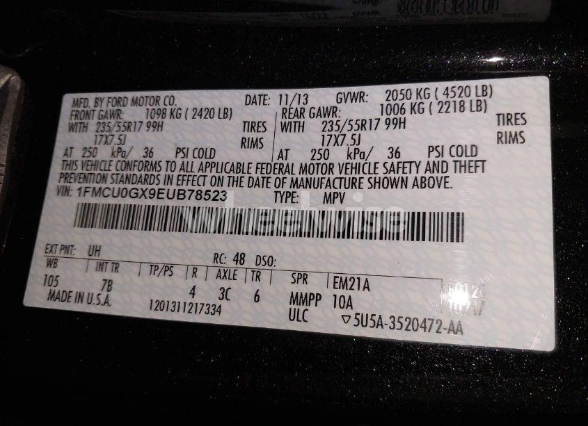 Photo 9 of 2014 Ford Escape SE (VIN 1FMCU0GX9EUB78523)