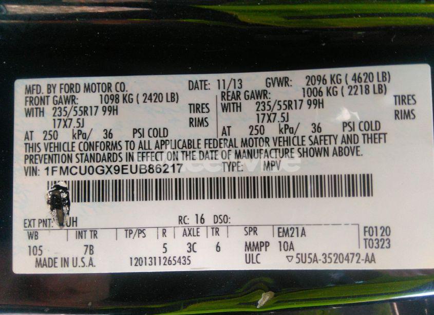 Photo 9 of 2014 Ford Escape SE (VIN 1FMCU0GX9EUB86217)