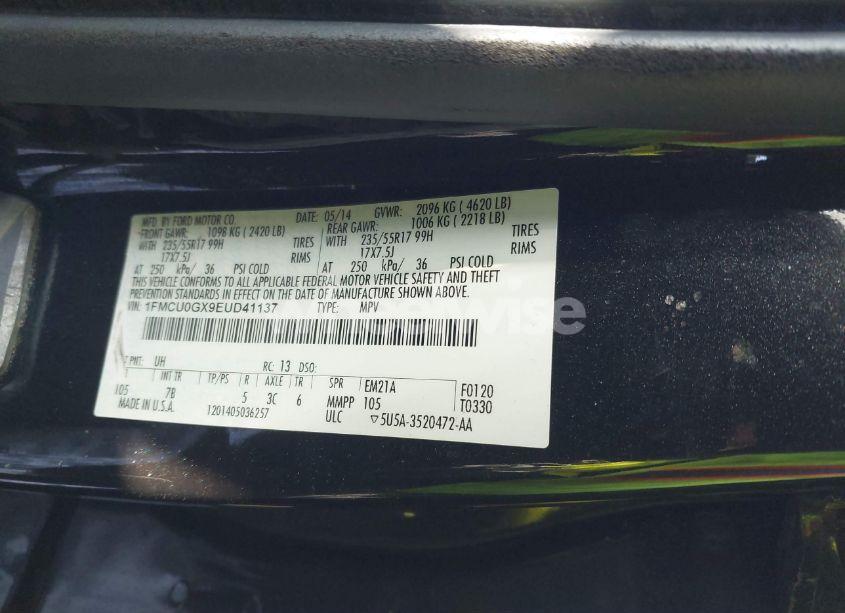 Photo 9 of 2014 Ford Escape SE (VIN 1FMCU0GX9EUD41137)