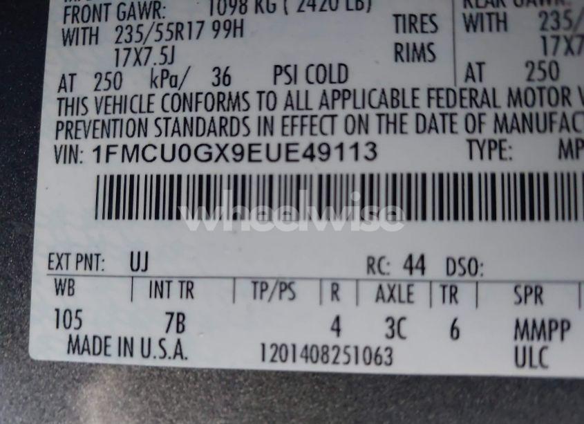 Photo 9 of 2014 Ford Escape SE (VIN 1FMCU0GX9EUE49113)