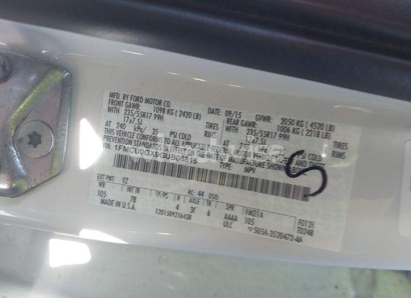 Photo 9 of 2016 Ford Escape SE (VIN 1FMCU0GX9GUB08815)