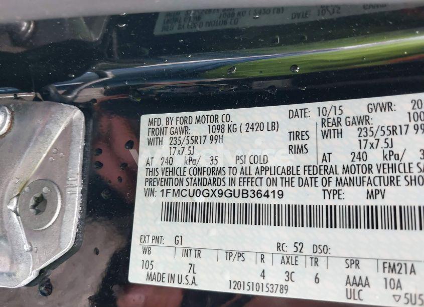 Photo 9 of 2016 Ford Escape SE (VIN 1FMCU0GX9GUB36419)