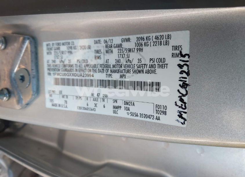 Photo 9 of 2013 Ford Escape SE (VIN 1FMCU0GXXDUA23994)