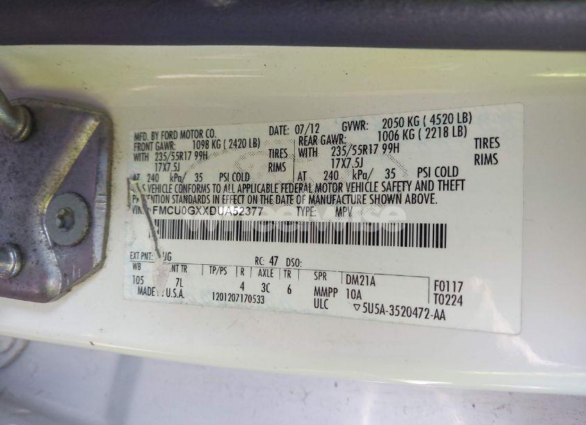 Photo 9 of 2013 Ford Escape SE (VIN 1FMCU0GXXDUA52377)