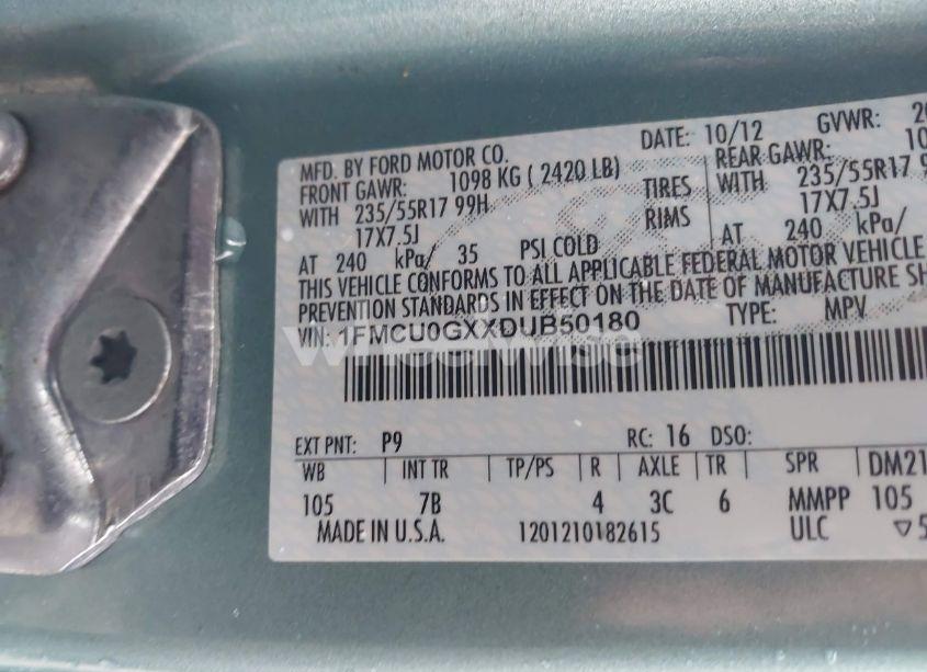 Photo 9 of 2013 Ford Escape SE (VIN 1FMCU0GXXDUB50180)